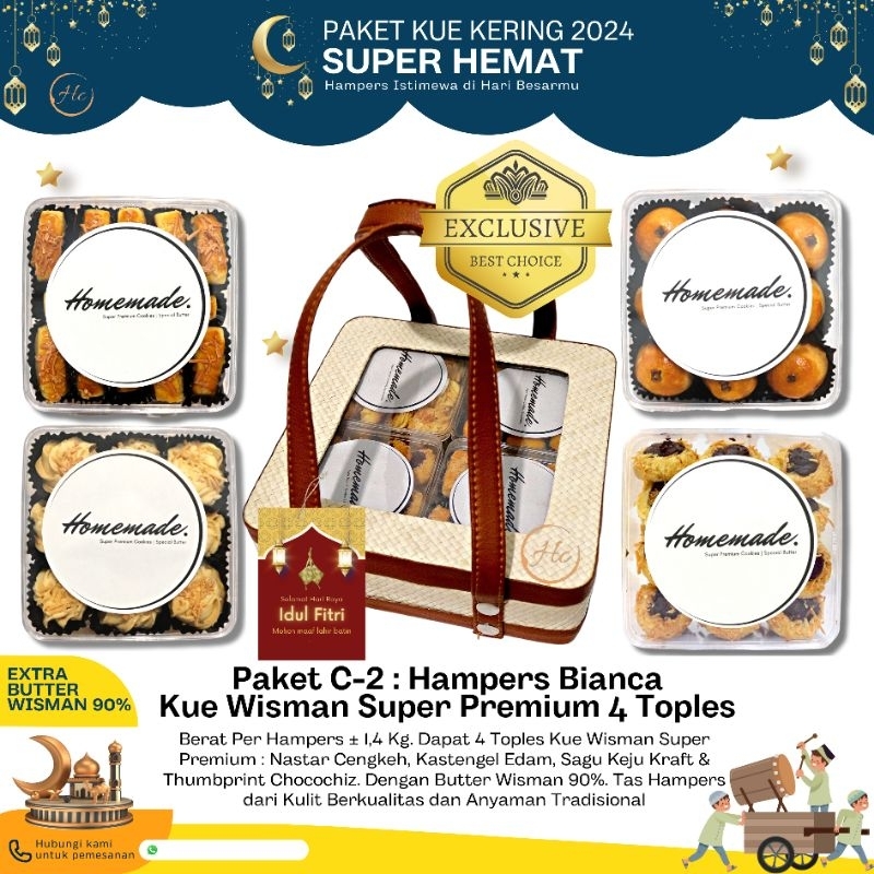 

Hampers Bianca (Kue Kering Premium isi 4 Toples)