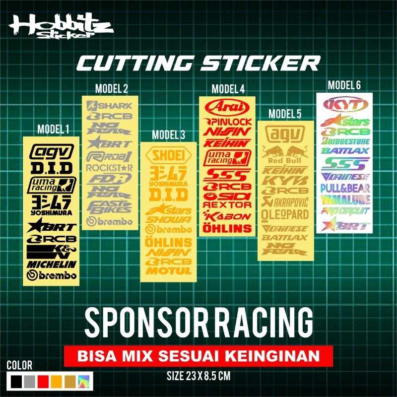 CUTTING STICKER SPONSOR RACING SET VOL.2 STIKER MOTOR CUSTOM REFLEKTIF HOLOGRAM NYALA