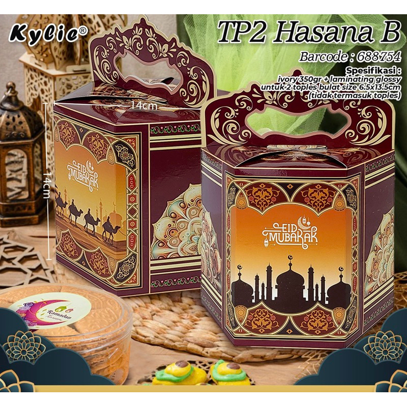 

Box Tenteng Idul Fitri Untuk 2 Toples Bulet 500gr TP2 (Per 10pc). Packaging Hampers Lebaran Kareem. Toples Tidak Termasuk