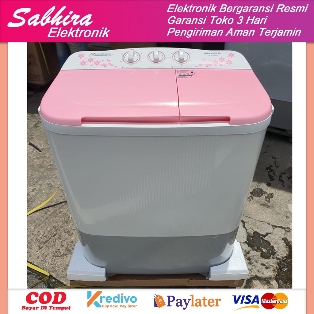 MESIN CUCI BANDUNG  MESIN CUCI 2 TABUNG SHARP EST70MW ( Khusus Bandung )