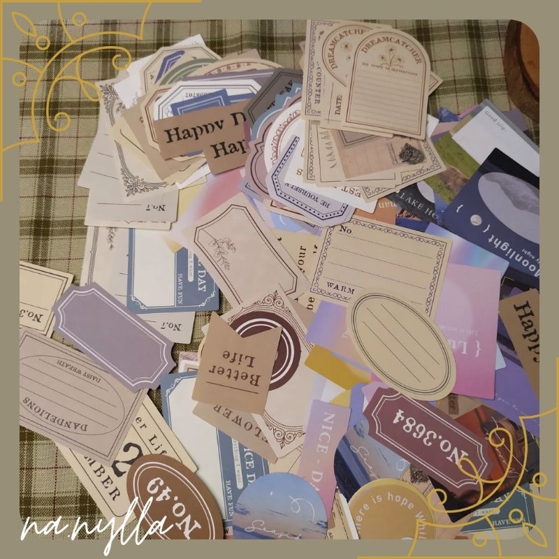 

Started kits 10 pcs Label Bingkai Kraft Material Paper Jurnaling
