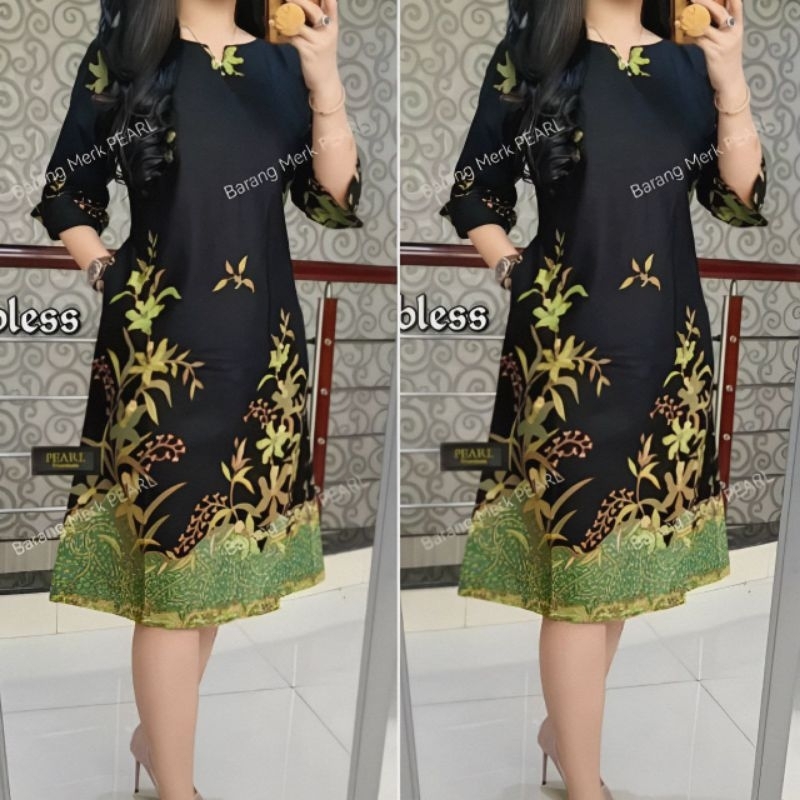 DRESS BATIK WANITA MODERN DRESS BATIK JUMBO DRESS BATIK CANTIK LENGAN PENDEK