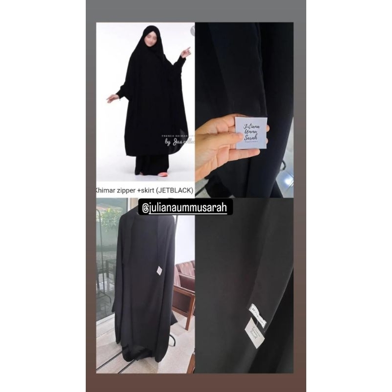 French Khimar zipper + skirt jetblack.