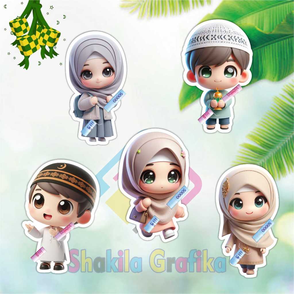 

50pcs Amplop lebaran 2025 virall amplop karakter 3d amplop peluk uang lebaran unik Amplop THR Lebaran Unik