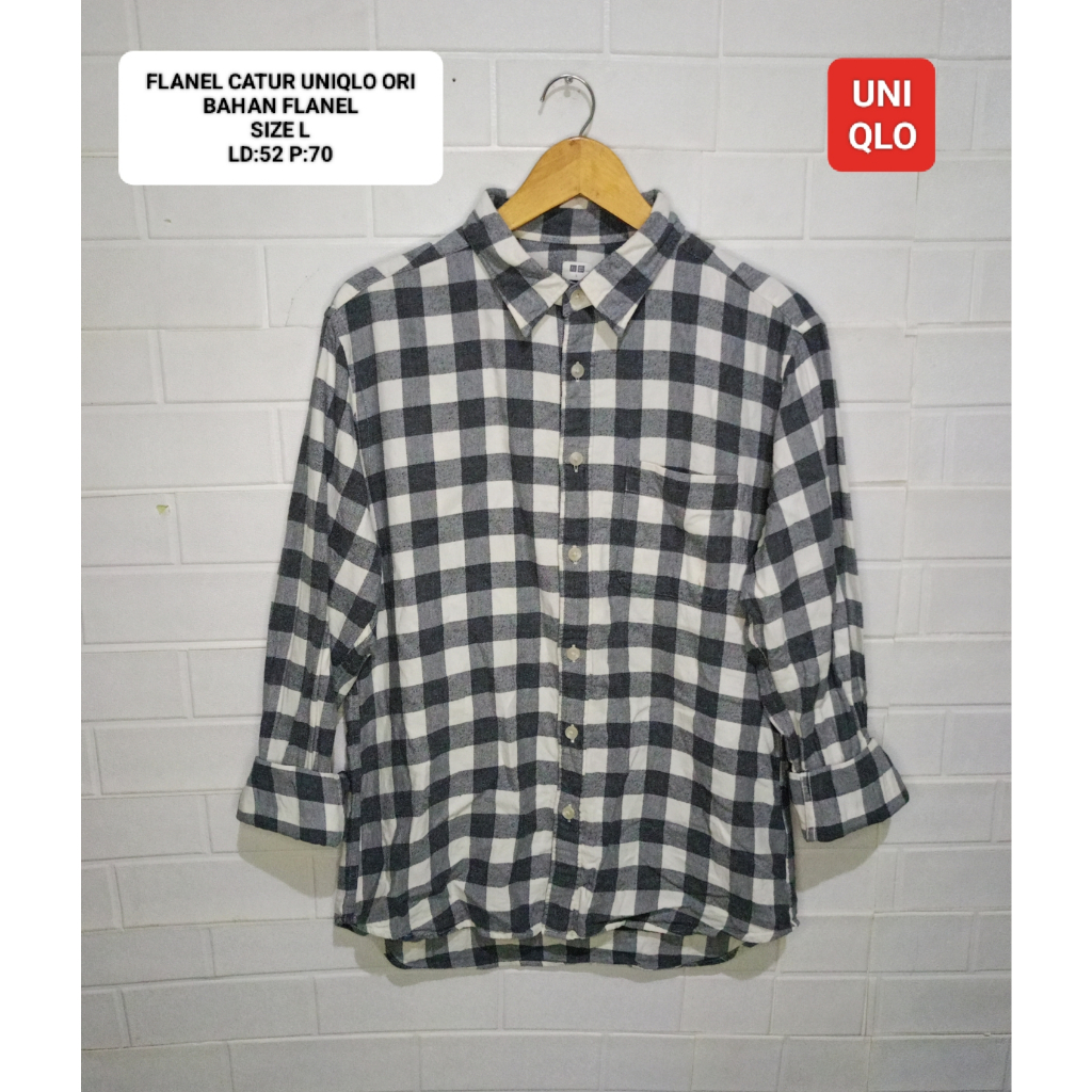 KEMEJA FLANEL CATUR UNIQLO ORI SIZE L WHITELABLE