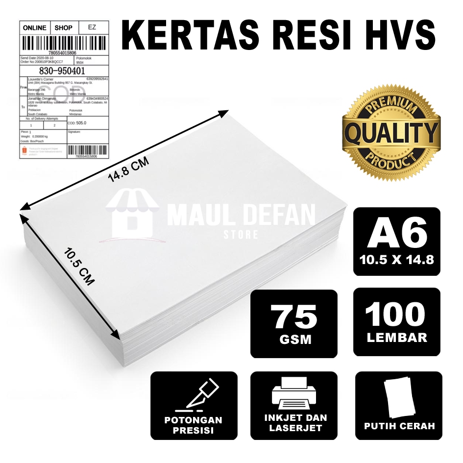 

Kertas HVS A6 Bisa Untuk Resi Pengiriman (isi 100 Lembar)