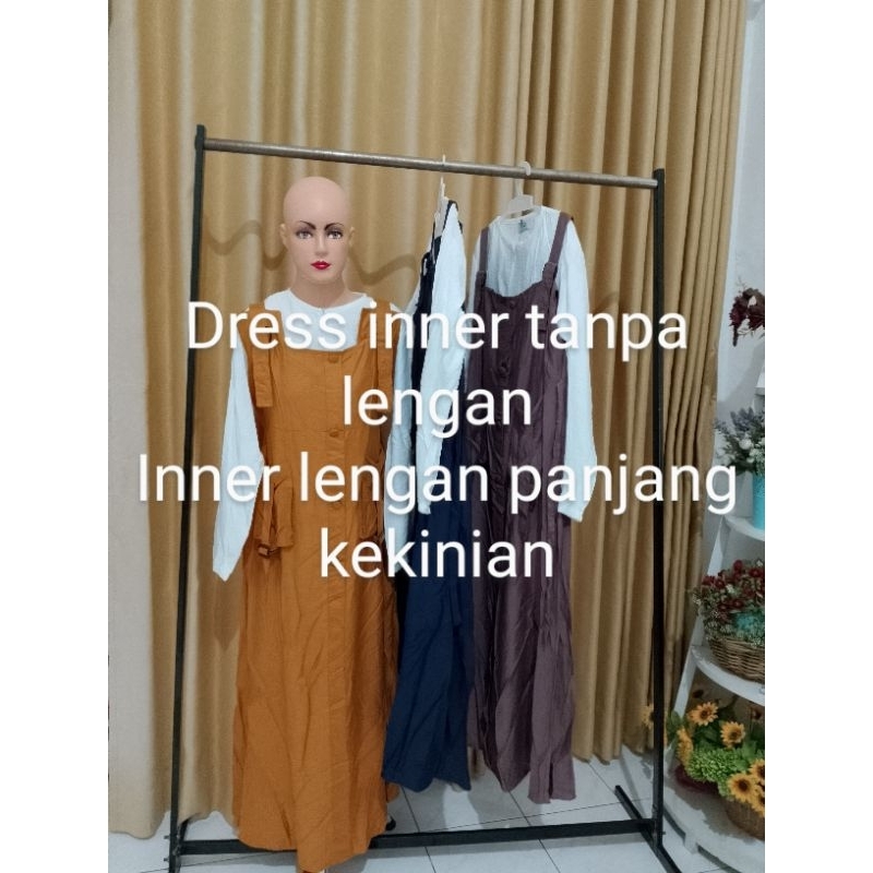 Dress inner panjang tanpa lengan inner lengan panjang kekinian