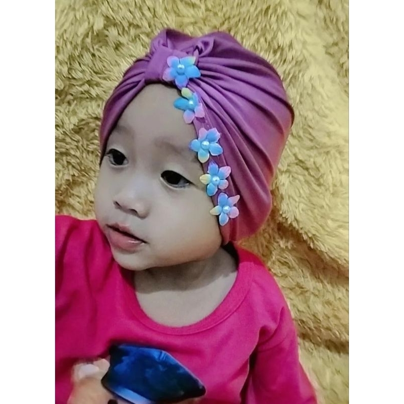 TURBAN BAYI/TURBAN ANAK PEREMPUAN/TURBAN LUCU/TURBAN BUNGA/TURBAN ANAK 1-3 TAHUN/TURBAN CANTIK