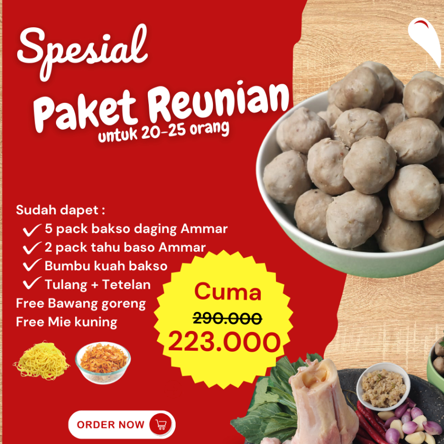 

Paket Komplit Reunian Bakso Ammar Frozen Daging Sapi