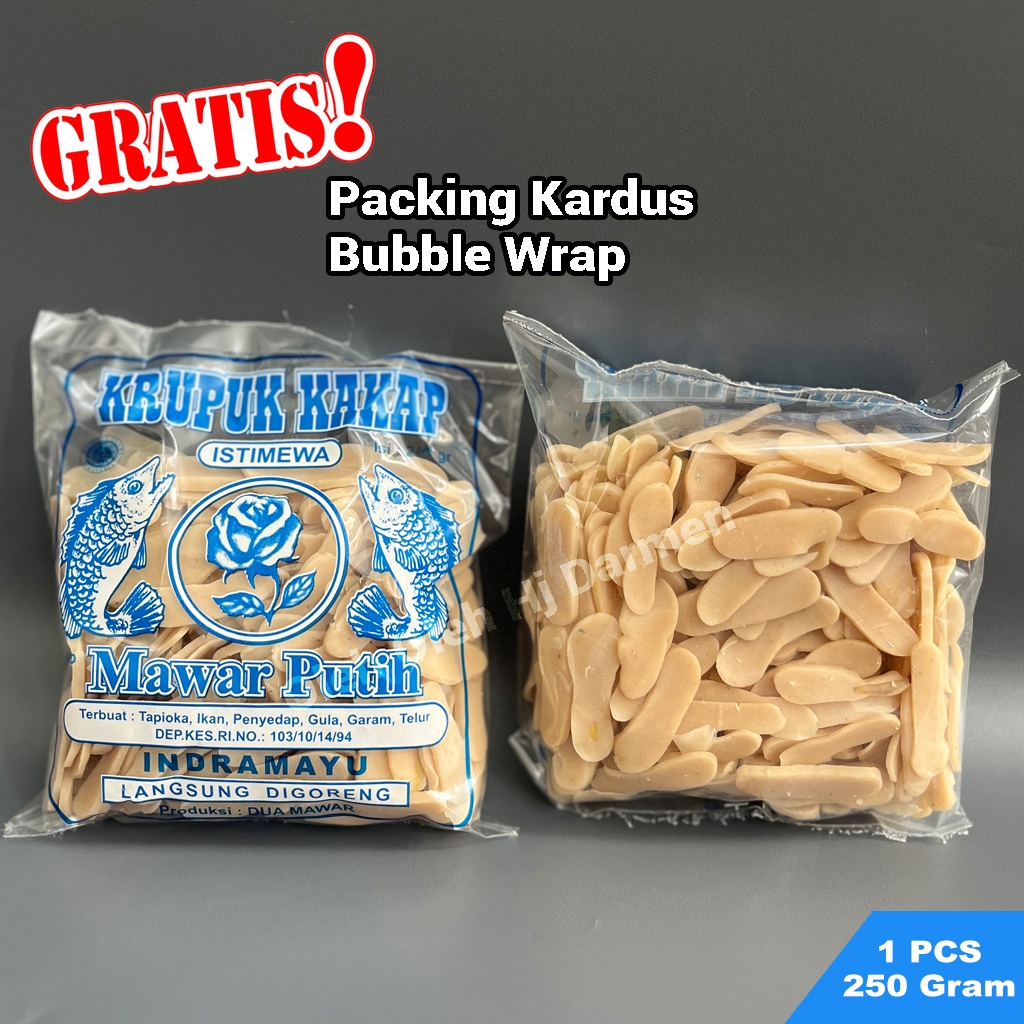 

Kerupuk Ikan Kakap Cap Mawar Putih 250gr Khas Indramayu Kualitas Super