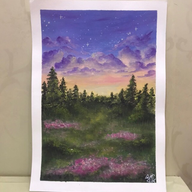 

SET 1 ukuran a4 Lukisan Pemandangan Art Painting Watercolor Gouache Akrilik (HANDMADE)