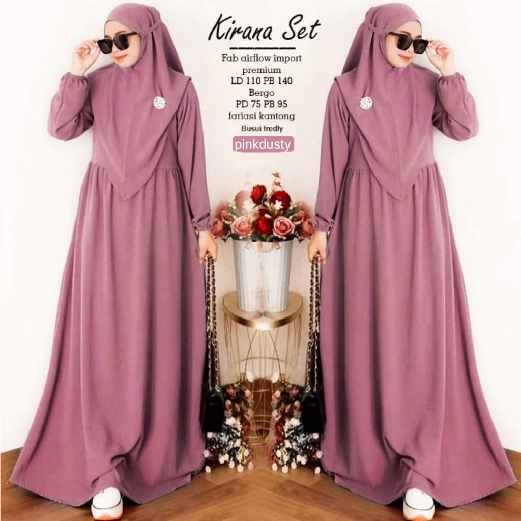 Gamis Set Airflow Import Premium Gamis Terbaru Kirana Set