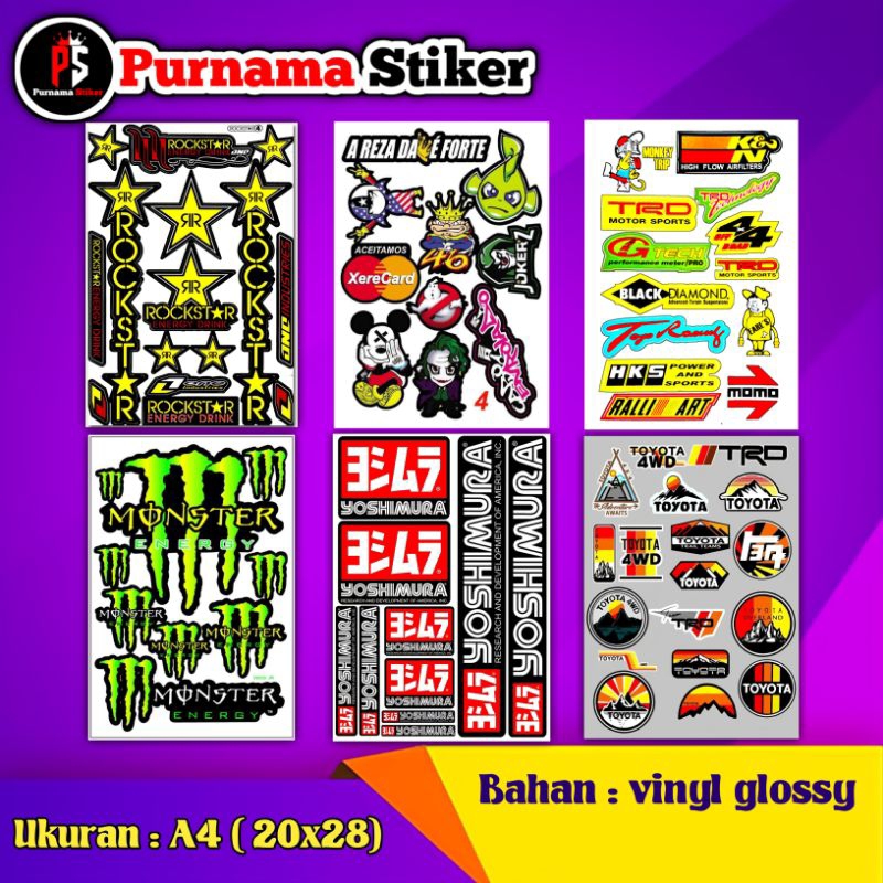 

stiker motor A4 bahan vinyl glossy laminating dingin