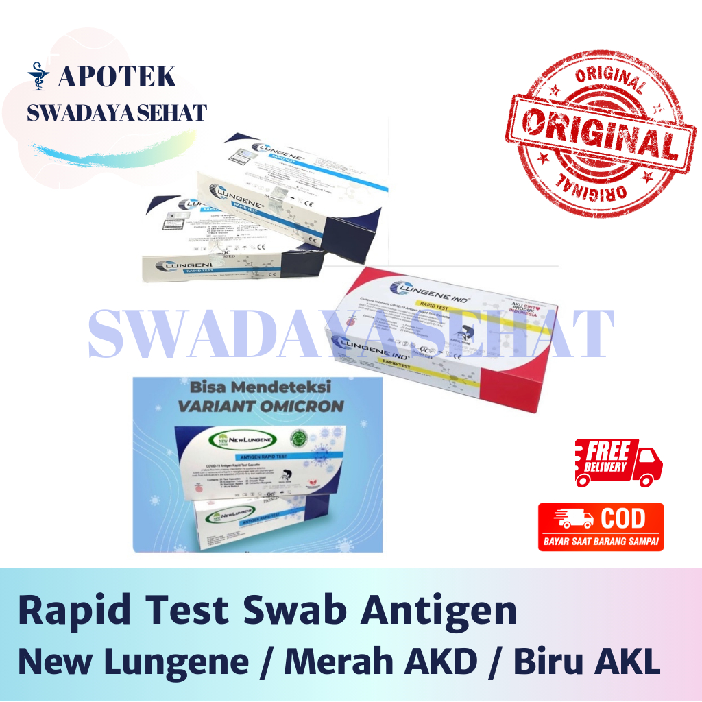 Rapid Test Swab Antigen New Lungene / Lungene AKL Biru/ Lungene Merah Eceran / Swab Hidung Mandiri
