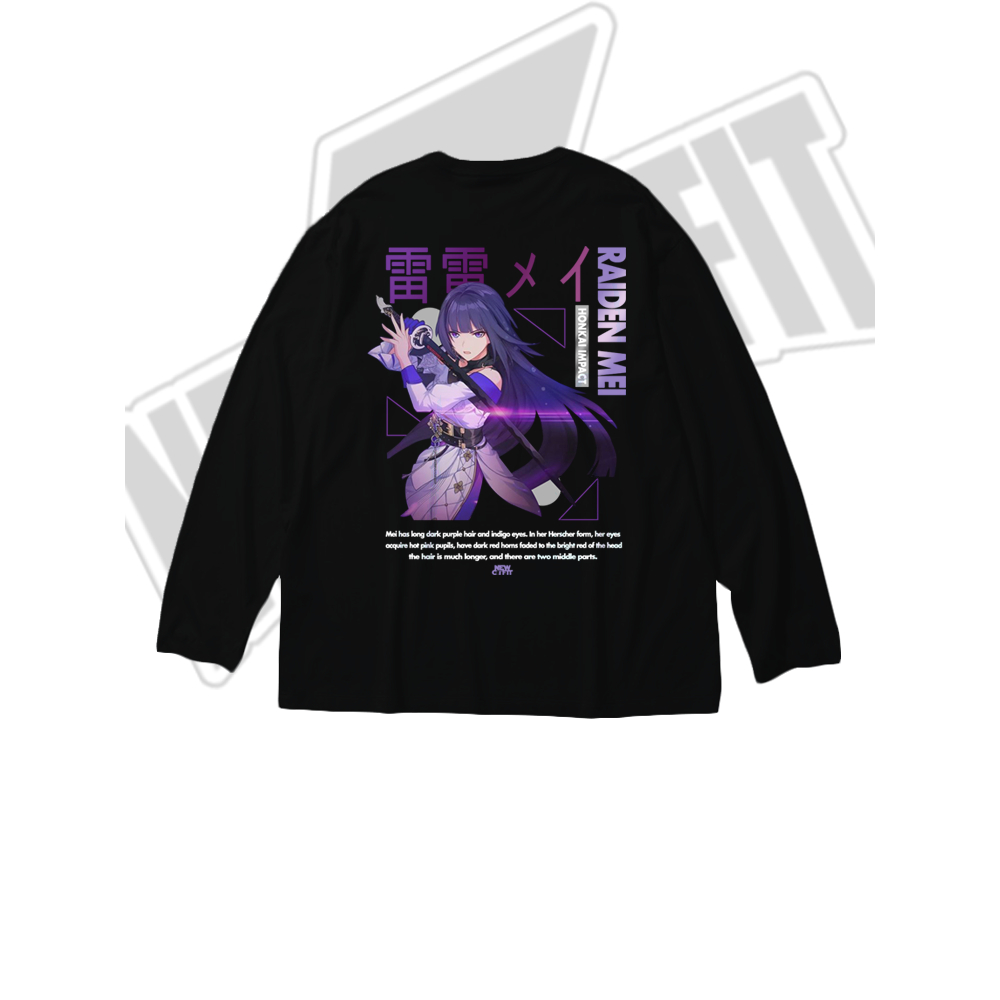 Kaos T shirt Anime Genshin Impact Raiden Mei APHO Lengan Panjang Atasan Pria Wanita Baju Distro Jepa