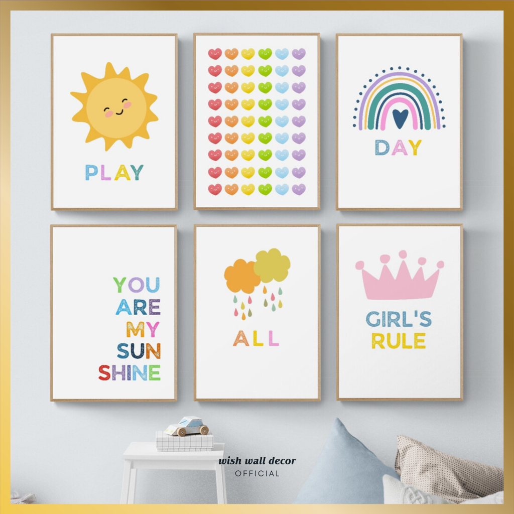 Hiasan Dinding Aesthetic 20x29 cm untuk Kamar Tidur Anak Number Alphabeth Poster Edukasi Anak dan Ka