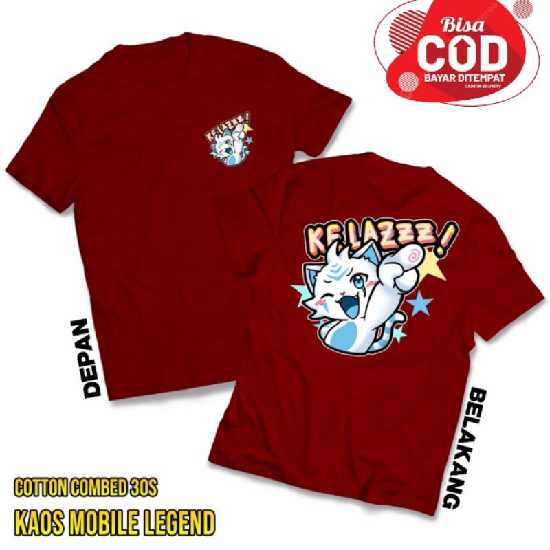 Kaos T-shirt Emote Mobile Legends Kelazzz Baju Atasan Emot ML Katun Kekinian