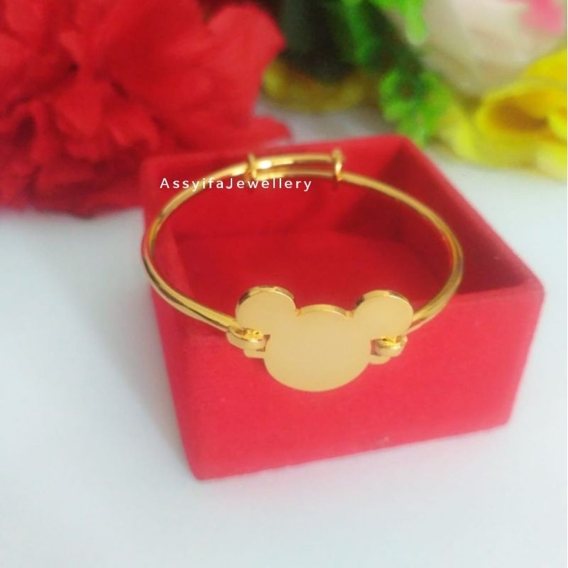 Gelang Anak / Gelang Bangle / Gelang Anak Bahan Titanium Asli / Gelang Motif Mickymouse