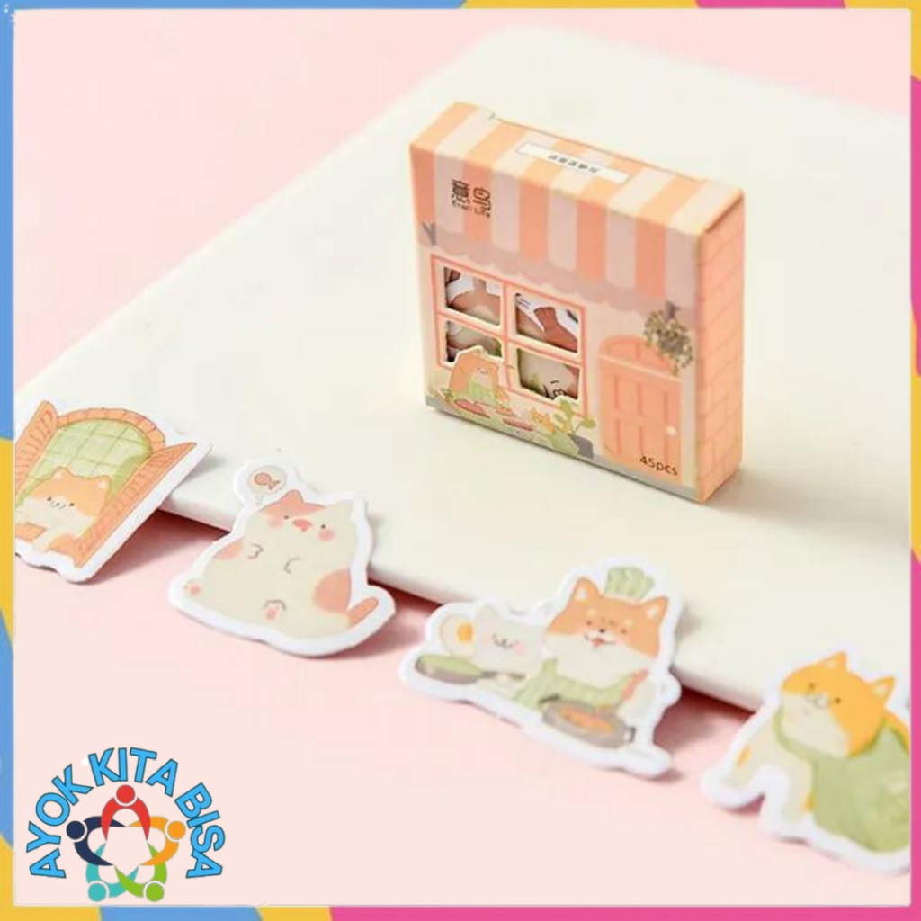 

AKB 45Pcs Stiker Karakter Hewan Untuk Diary Aesthetic Sticker Dekorasi Jurnal Scrapbook Stiker Set Home Series isi 45 Pcs Cute