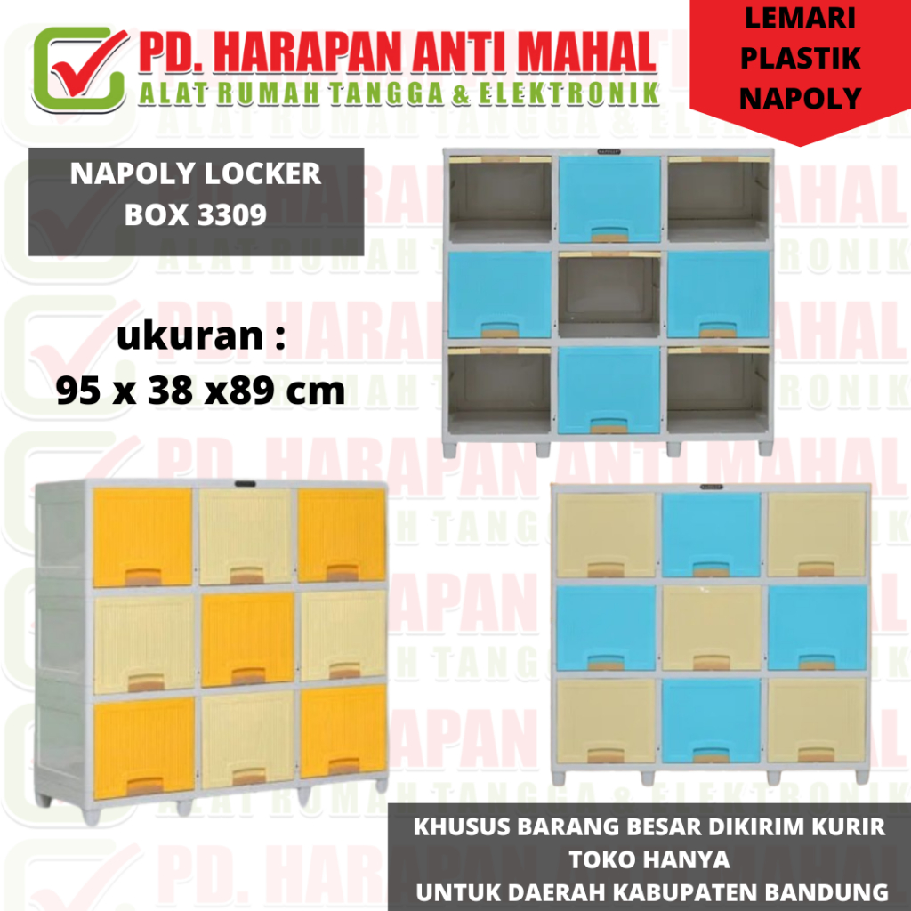 NAPOLY LOCKER BOX 3309 (LEMARI PLASTIK)/Lemari Plastik Napolly 3 Susun 9 Pintu Locker Box 3309/Napol