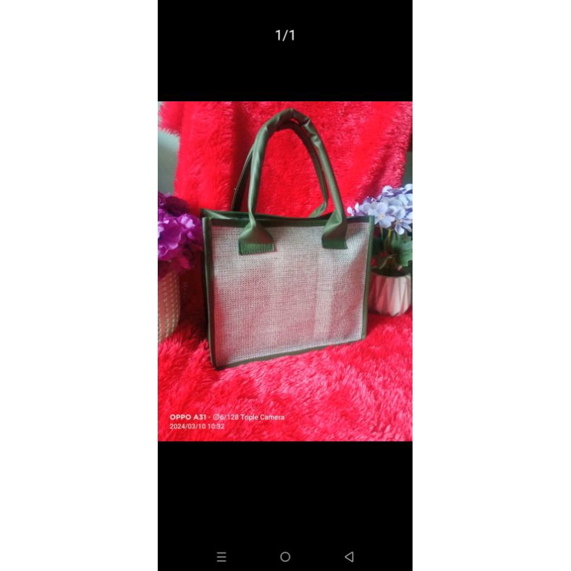 

Tas hampers cantik bahan goni x plastik transparan