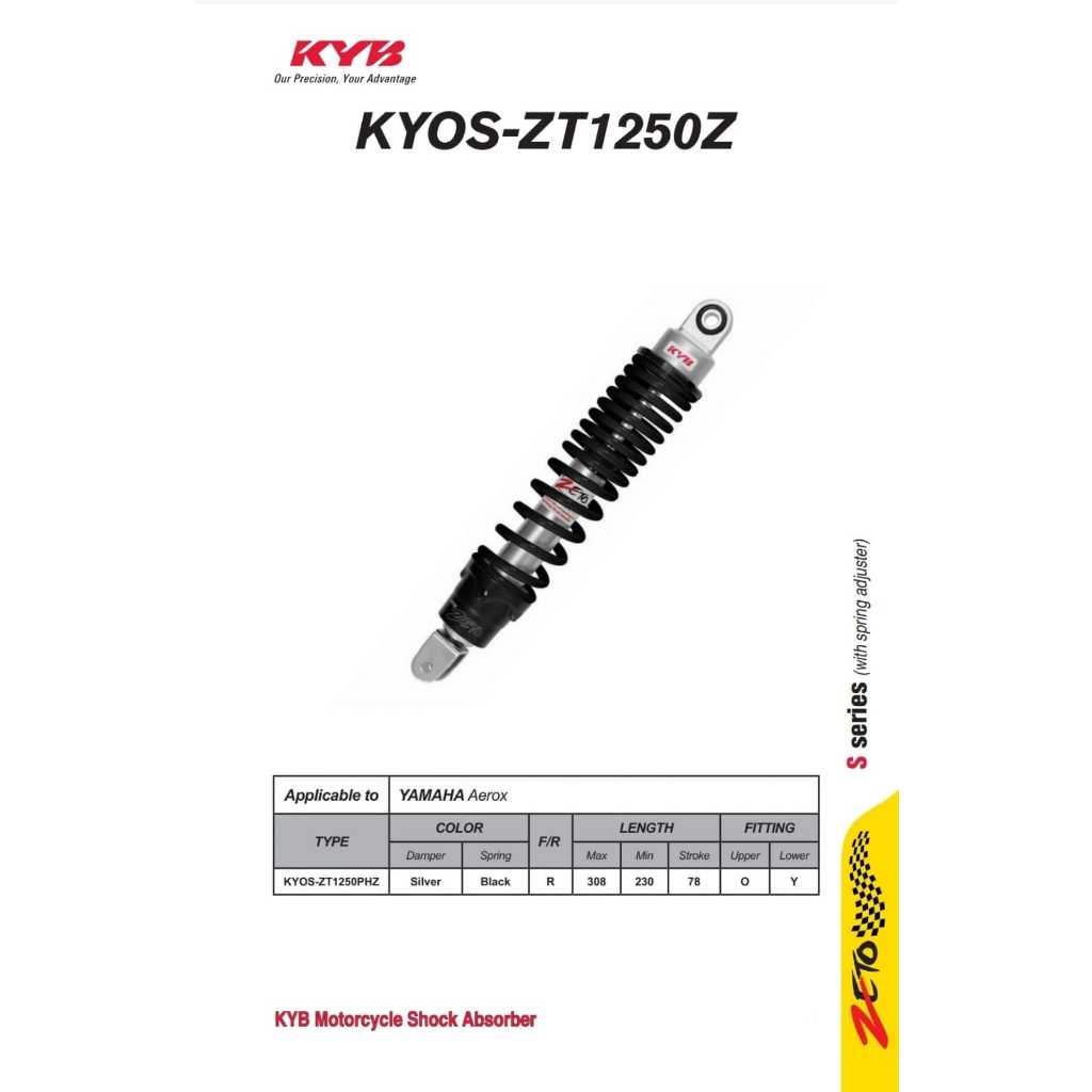 SHOCK BELAKANG YAMAHA AEROX SHOCKBREAKER AEROX YAMAHA ORIGINAL KYB KYOS-ZT1250Z