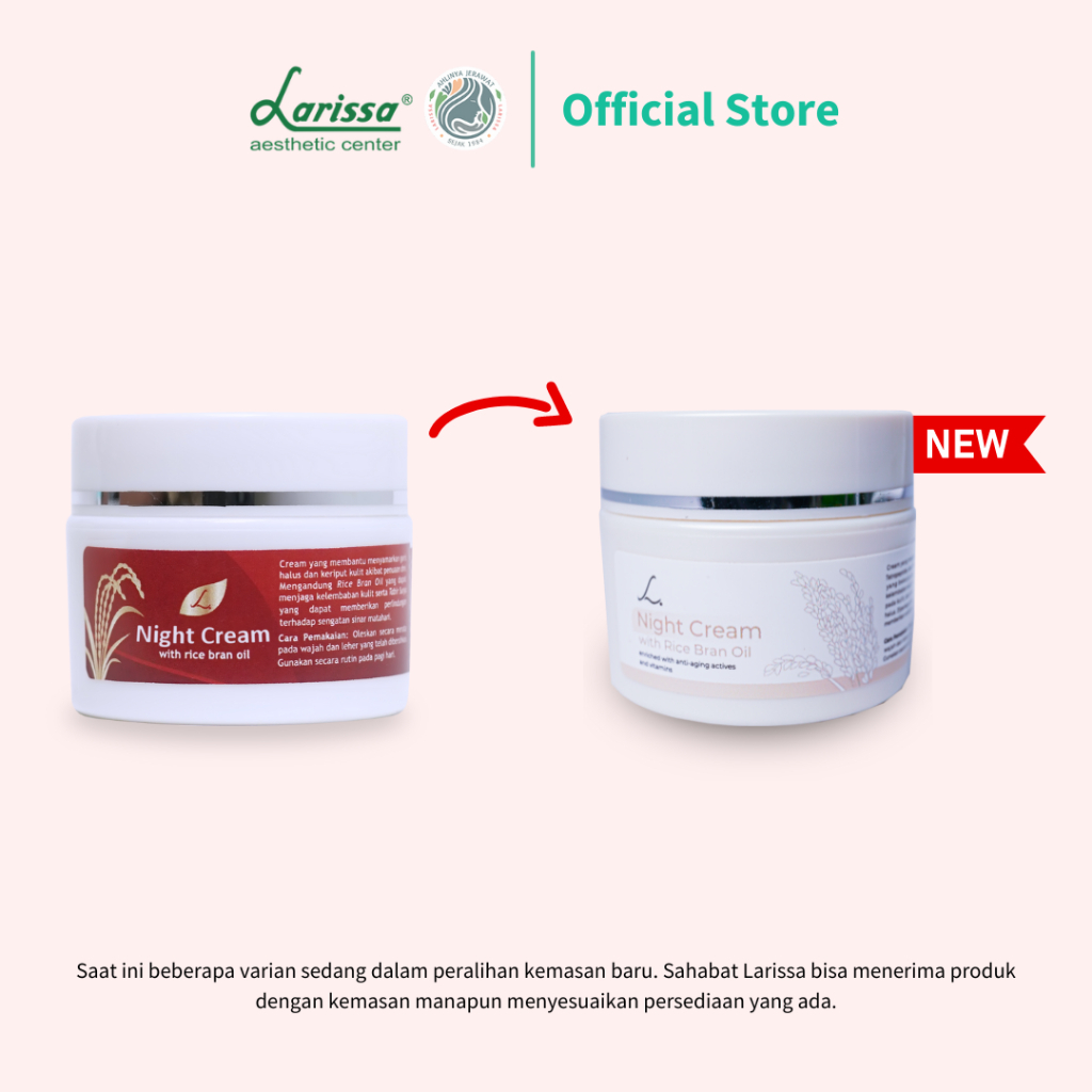 Larissa Night Cream Rice Bran Oil Series, Krim Malam Larissa
