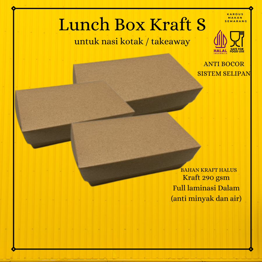 

Dus Kraft S (15x9,5x5) - Paper Lunch Box Small Dos Snack Anti Air Full Laminasi