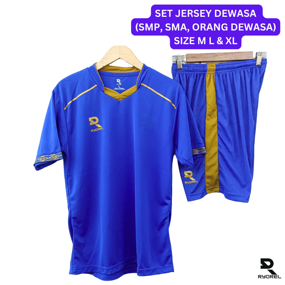 Stelan Olahraga Baju Ukuran Dewasa Futsal, Sepakbola Pria dan Wanita Motif Polos Ukuran M L XL