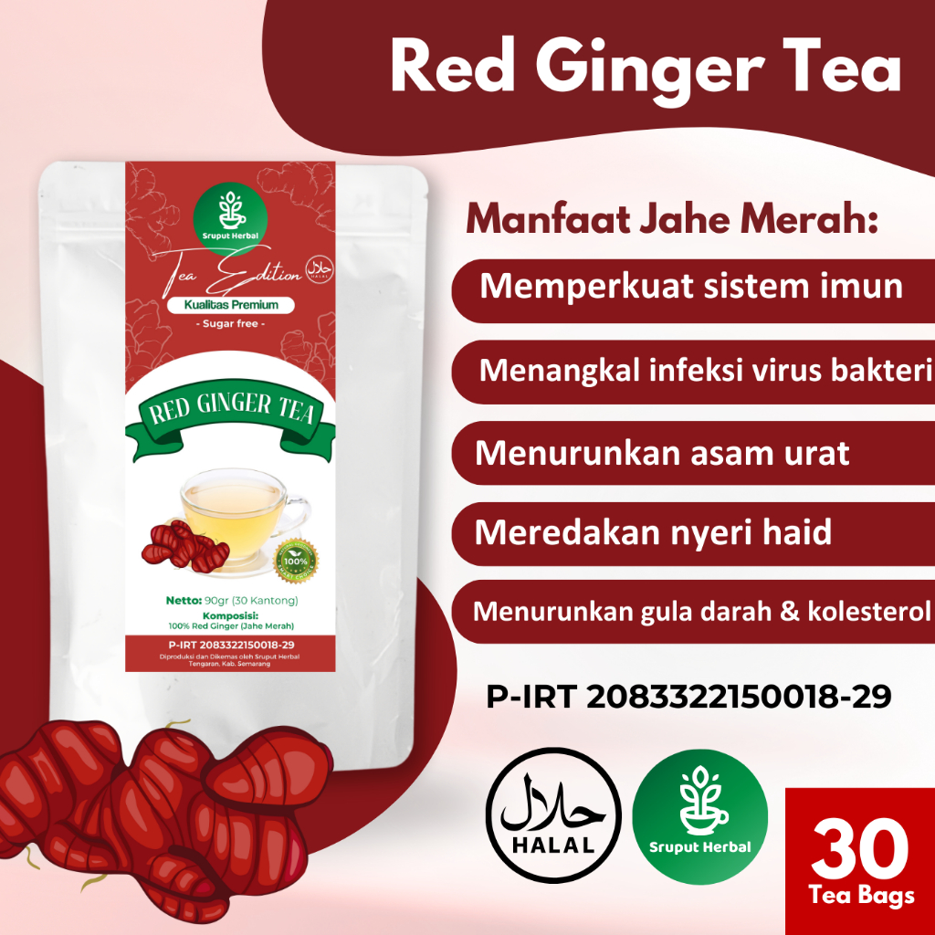 

Teh Jahe Merah | Red Ginger Tea | Teh Memperkuat Sistem Imun 30 Kantong (30 Tea Bag)