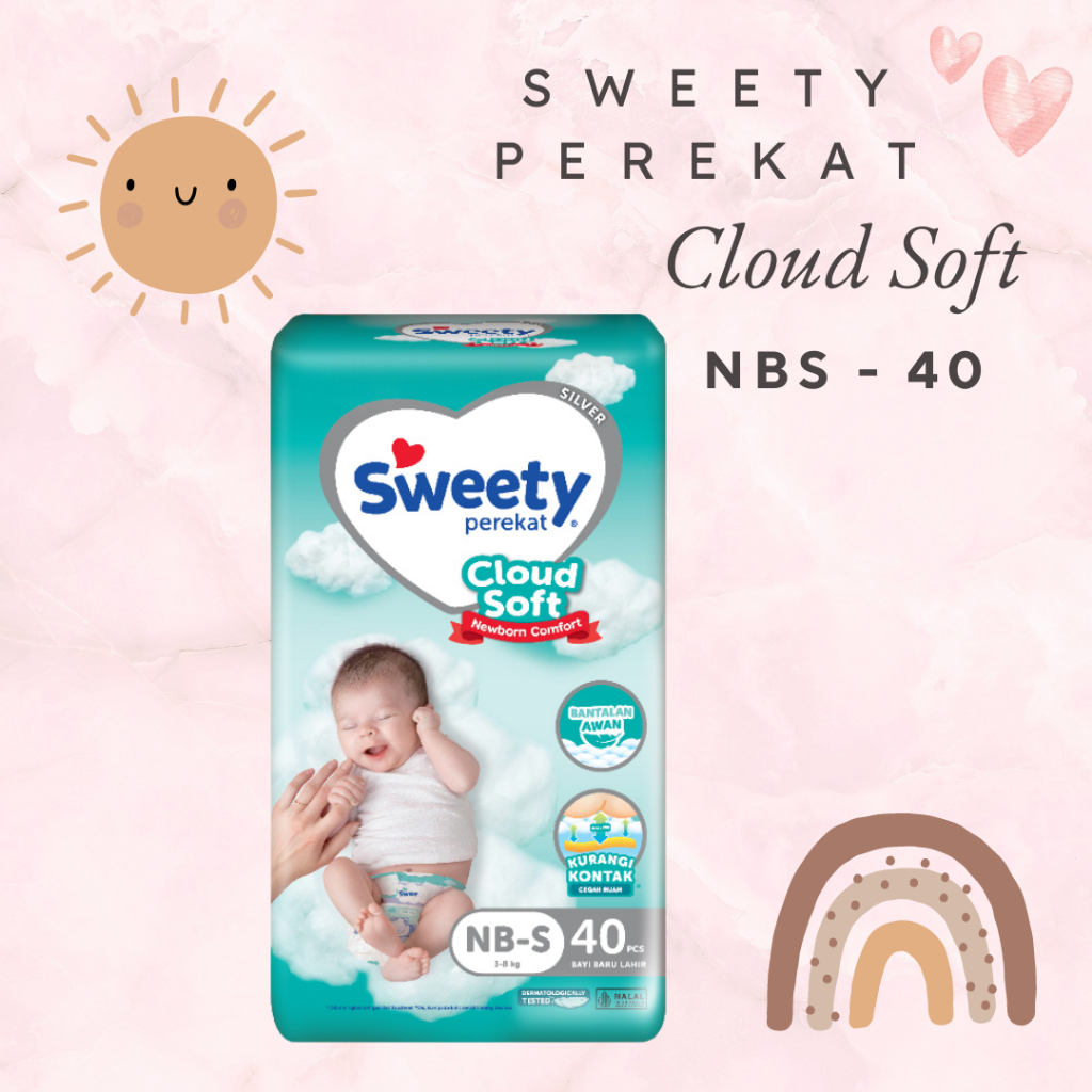 Popok Bayi Sweety Soft Cloud NBS-40 Perekat