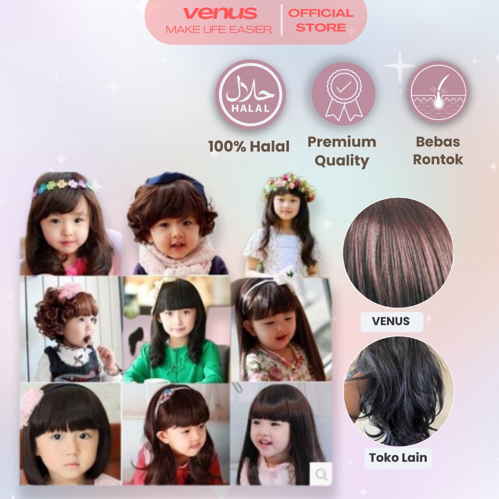 1212 SALE VENUSJKT  Wig Rambut TEBAL Palsu Anak Perempuan  Wig Anak Panjang Pendek Bergelombang  Aks