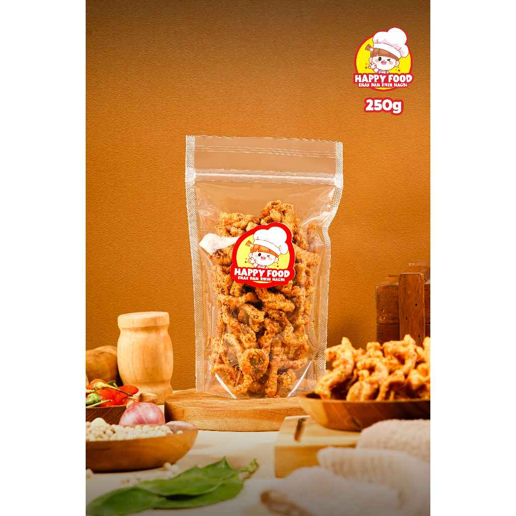 

Keripik Usus Ayam Pedas Premium Happy Food Snack 250 gram