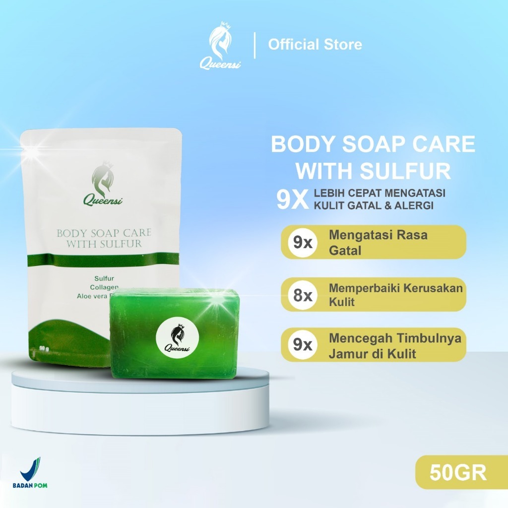 [ORI 100%] SABUN SULFUR Collagen soap BISA COD QUEENSI (MENGHILANGKAN BEKAS LUKA, GATAL-GATAL, BEKAS