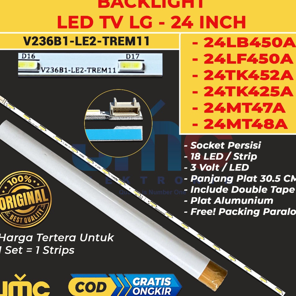 Av BACKLIGHT TV LED LG 24LB45A 24LF45A 24MT47A 24MT48A 24TK452A 24LB452 24LF45 24LB45 24MT47 24TK452