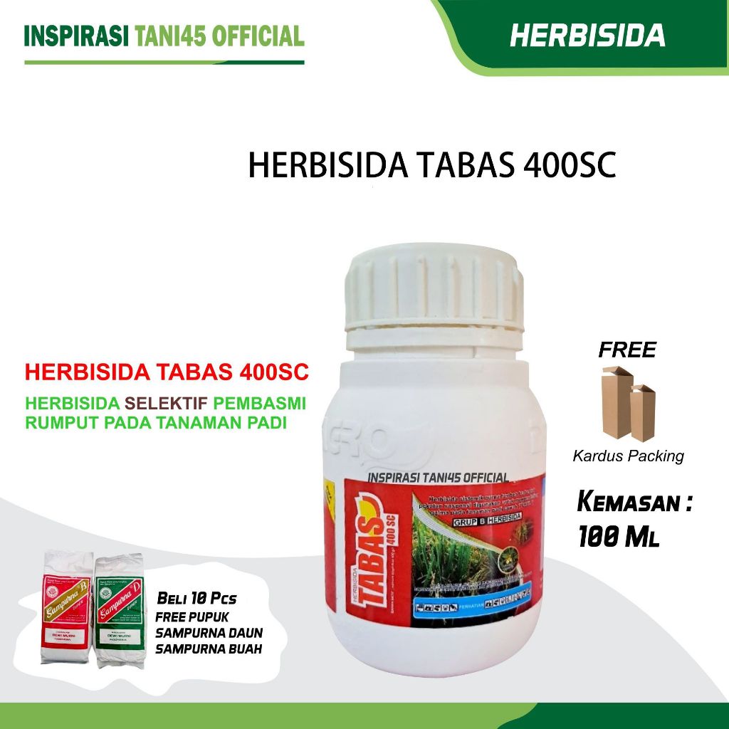 Tabas 400SC Herbisida Kemasan 100 ml/Herbisida Tabas 400 SC Kemasan 100 ml/Obat Hama Tanaman Padi
