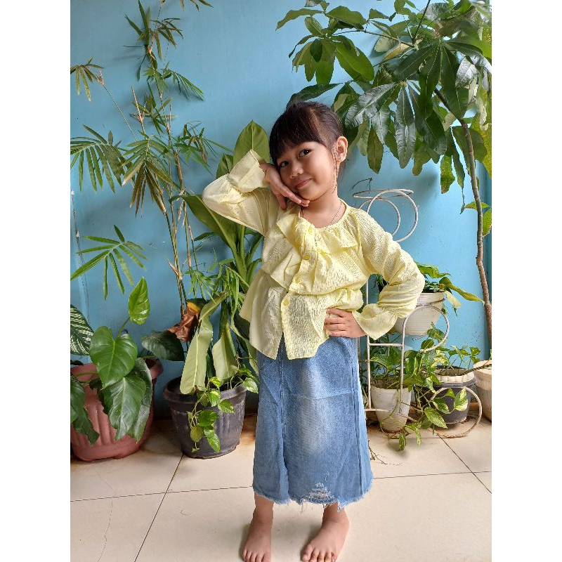 stelan anak cewe rok levis  untuk usia 5,6 7 thn