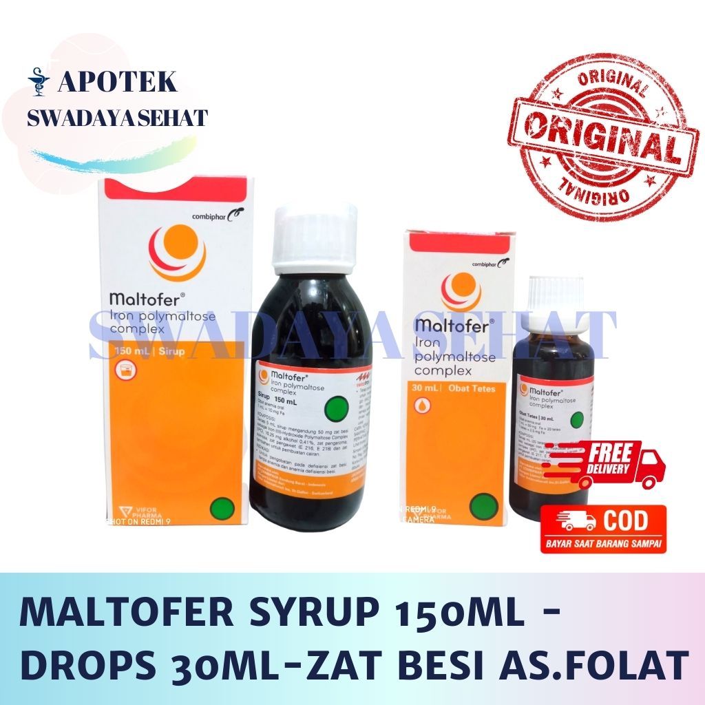 MALTOFER SYRUP 150ML DROPS 30 ML - Obat Vitamin Anemia Kekurangan Zat Besi Asam Folat Hamil Lahir An