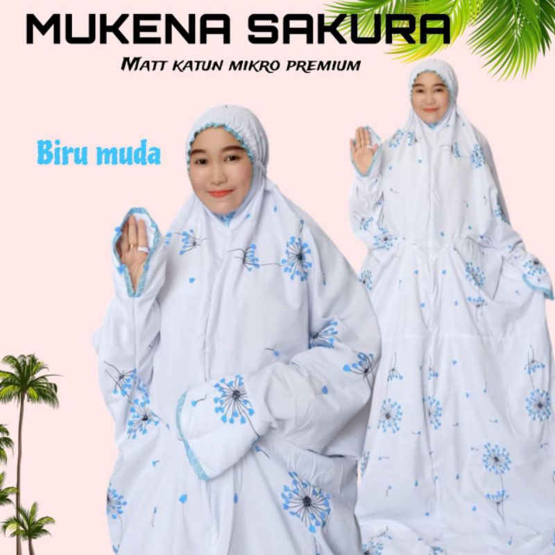 Mukena Sakura. Terusan. Mukena katun mikro premium
