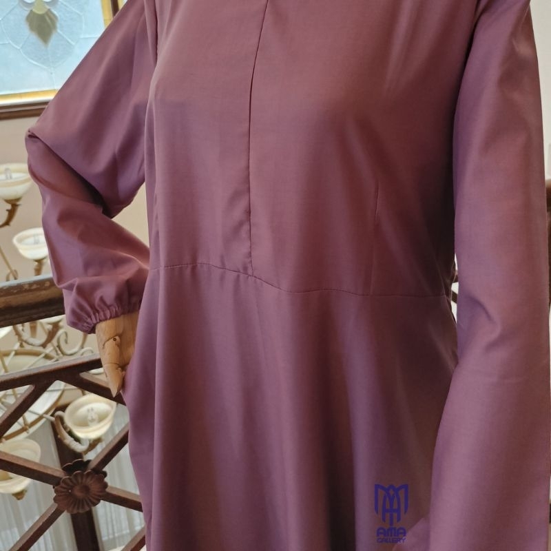 Gamis Home Dress Panjang Lebaran Bahan Katun Toyobo Adem Halus Warna ungu purple Model Terbaru