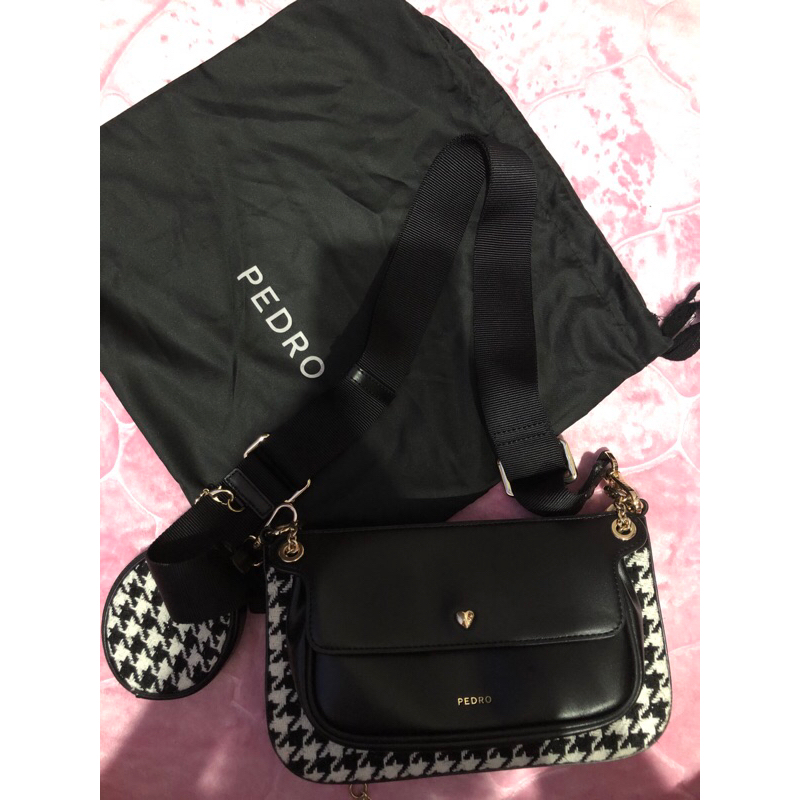 PEDRO BAG DILONE TWEED DOUBLE FLAP SOULDER BAG