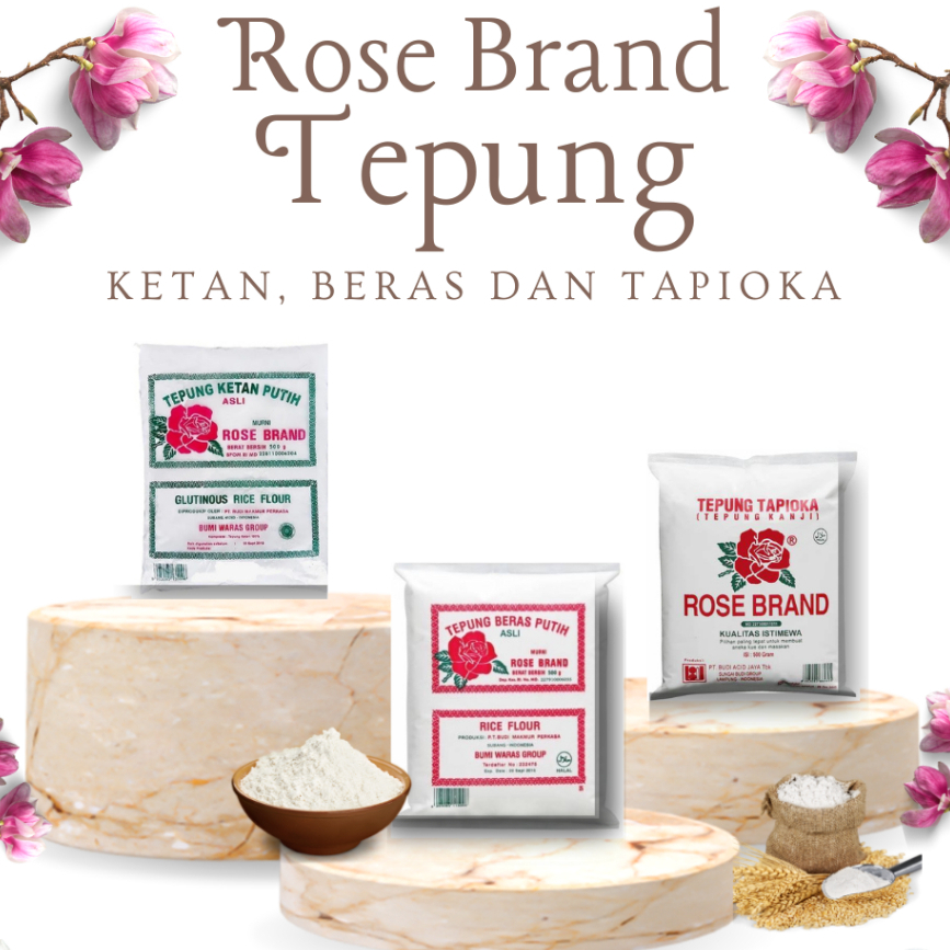

Tepung Beras Rose Brand | Tepung Ketan Rose Brand | Tepung Tapioka Rose Brand | Tepung Pak Tani | 500 gr