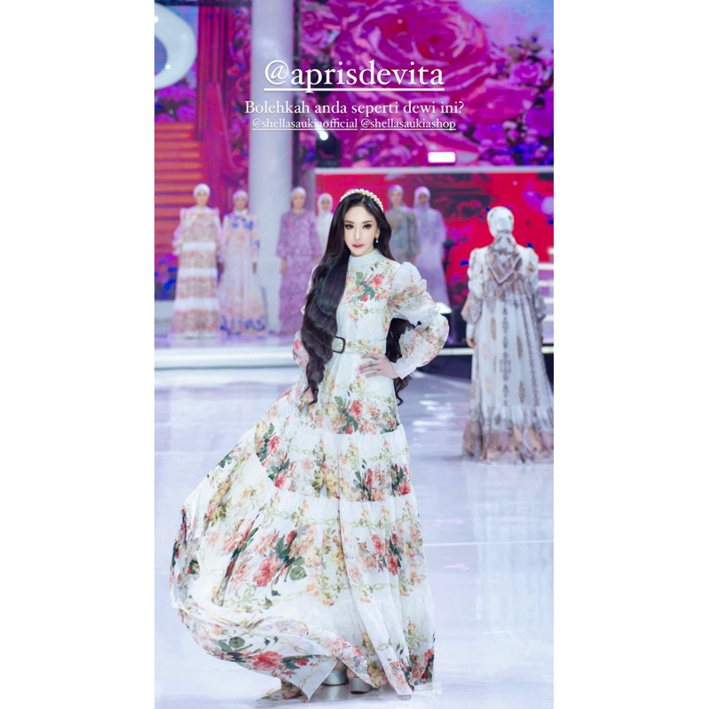 ORI 100% SHELLASAUKIA DRESS PRINCESS APRIS DEVITA FASHION SHOW BY SHELLA SAUKIA BAJU LEBARAN