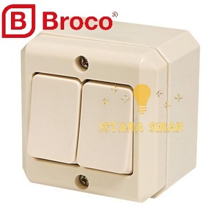 Saklar Seri Double Broco Saklar dua Lampu Outbow Switch OB Tempel 16220