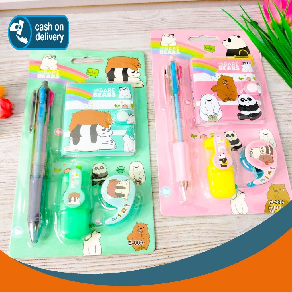 

SET ALAT TULIS WE BARE BEAR 4 IN 1 E-006 WBB (PULPEN 4 WARNA, BUKU MINI, STABILO MINI, TAPE GAMBAR MINI) ALAT TULIS SEKOLAH KANTOR AESTHETIC COD