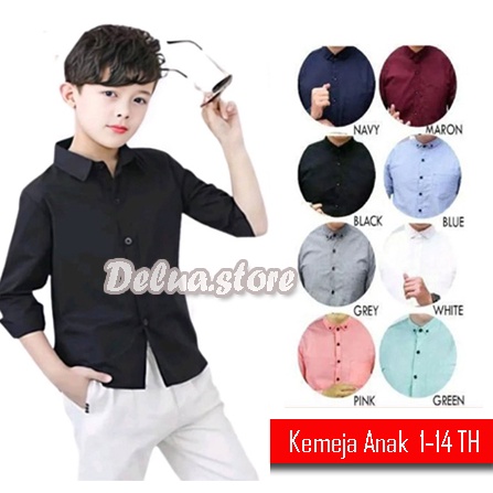 INI286 99 BRANDS FESTIVAL Kemeja Anak Laki Laki Lengan Panjang Polos Umur 114 Tahun SD SMP REMAJA fo