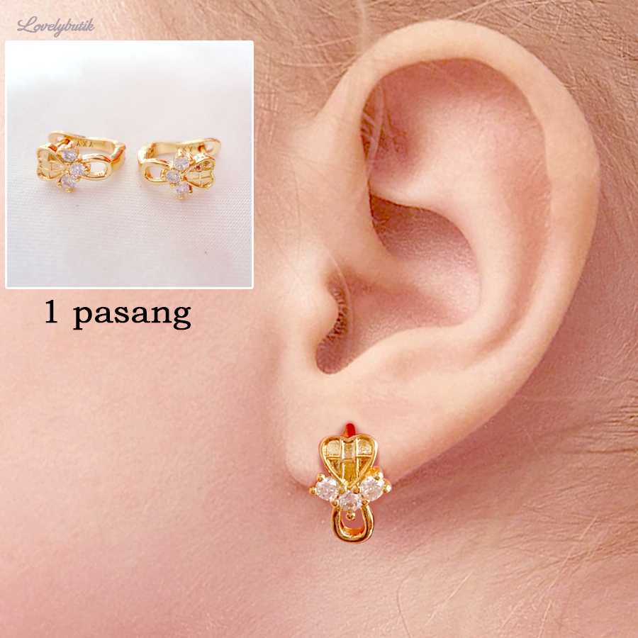 Anting Klip Bayi Anak Xuping Anti Karat Lapis Emas 24 K Model Korea Terbaru Vin4  - Lovelybutik