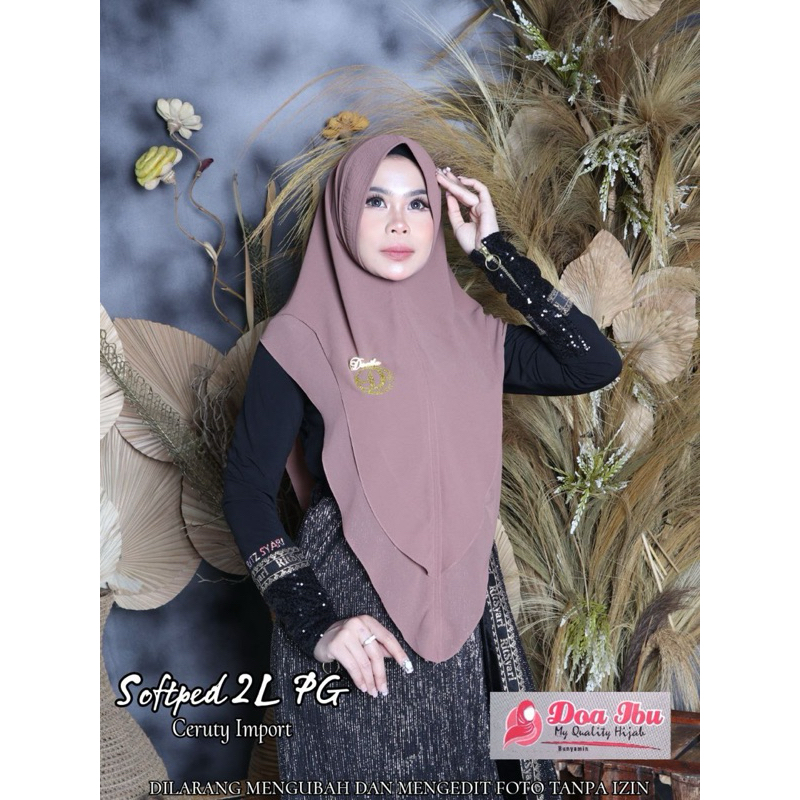 988 Jilbab Doa Ibu Ceruty 2 Layer Terbaru SOFTPED flow/Hijab Khimar DOI doa ibu ori by bunyamin