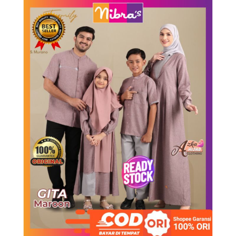NIBRAS SARIMBIT TERBARU 2024 GITA MAROON / SARIMBIT KELUARGA 2024 / BAJU COUPLE KELUARGA TERBARU / B