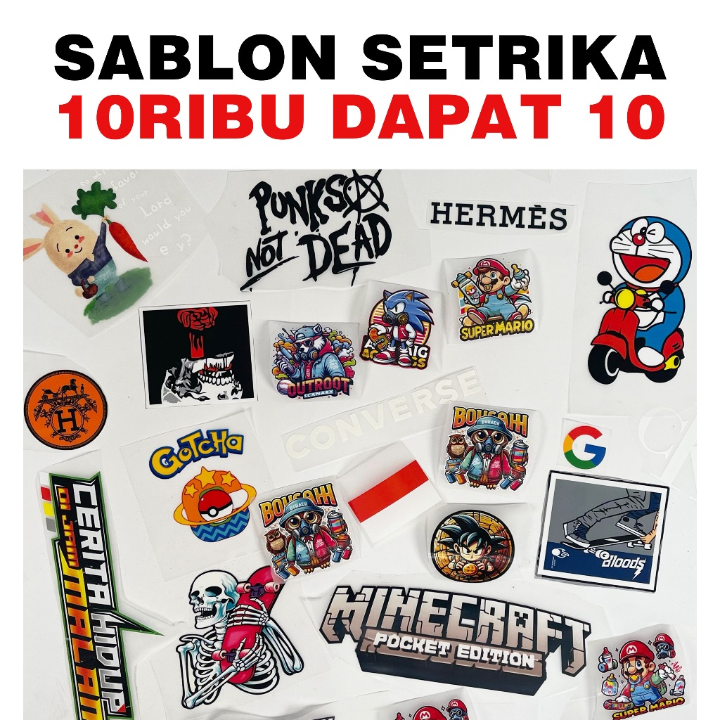 Sablon Setrika DTF Random Ukuran Logo Kecil dan Besar a4 a3 Sticker Sablon